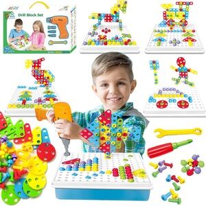 Building Block Games Set with Toy Drill & Screwdriver 193 PCS
